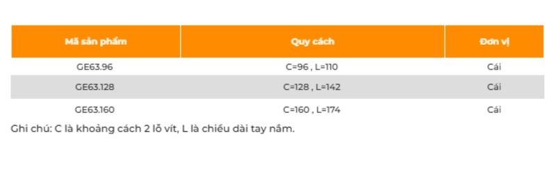 Tay nắm cổ điển thiết kế cong mềm mại Garis GE63 2 Tay nắm cổ điển thiết kế cong mềm mại Garis GE63
