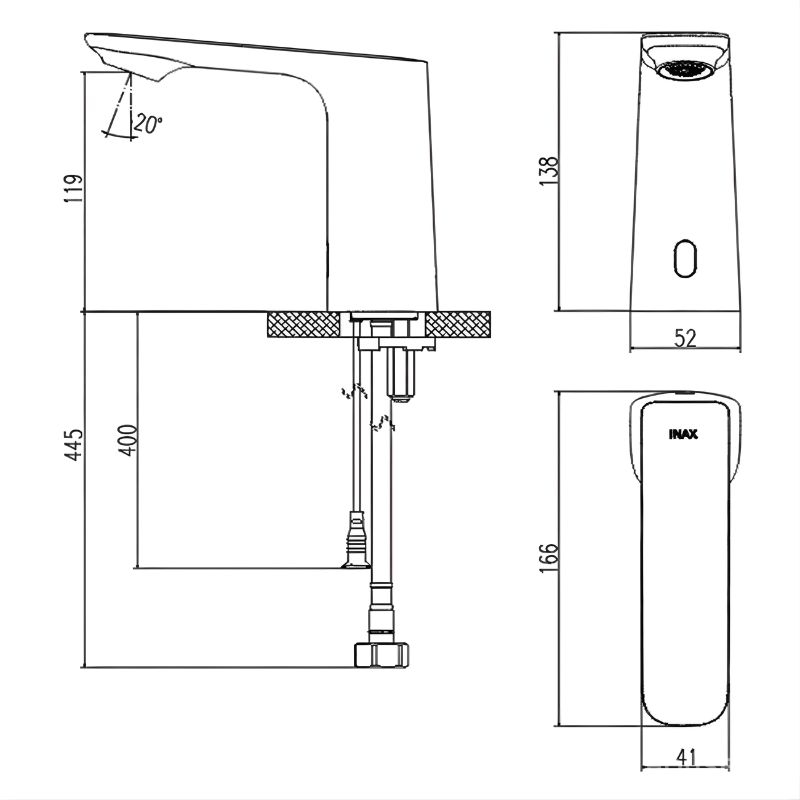 Vòi chậu cảm ứng nước lạnh Inax AMV-91 2 Vòi chậu cảm ứng nước lạnh Inax AMV-91