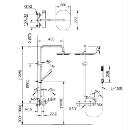 Vòi sen tắm cây tắm đứng nóng lạnh Inax BFV-60S
