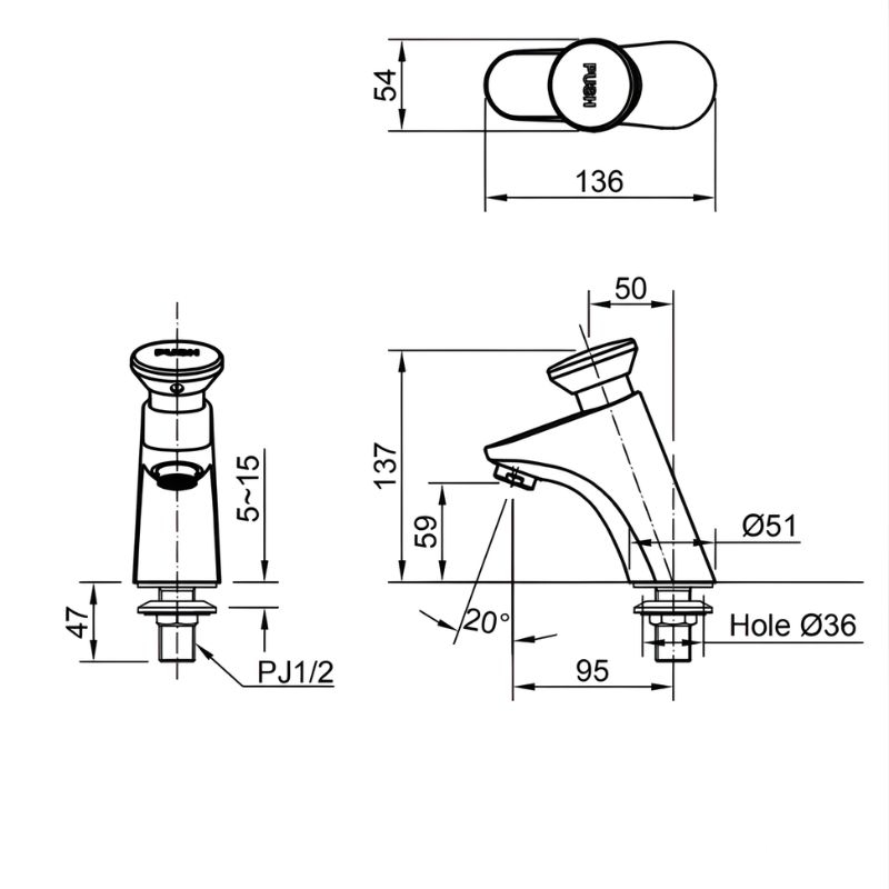 Vòi chậu rửa mặt nước lạnh Inax LFV-P02B 2 Vòi chậu rửa mặt nước lạnh Inax LFV-P02B