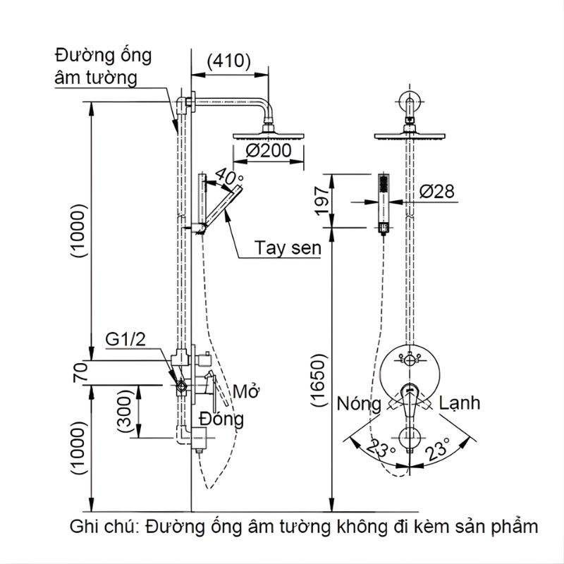 Vòi hoa sen tắm nóng lạnh âm tường Inax BFV-71SEW 2 Vòi hoa sen tắm nóng lạnh âm tường Inax BFV-71SEW