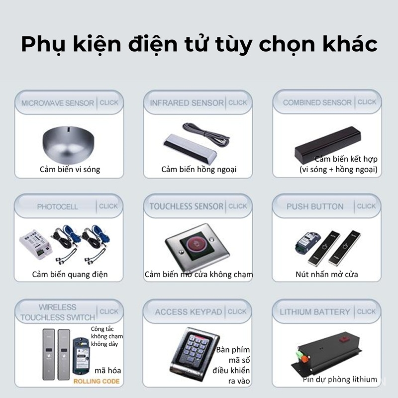 Bộ phụ kiện cửa tự động công trình thương mại 150kg HH130 5 Bộ phụ kiện cửa tự động công trình thương mại 150kg HH130