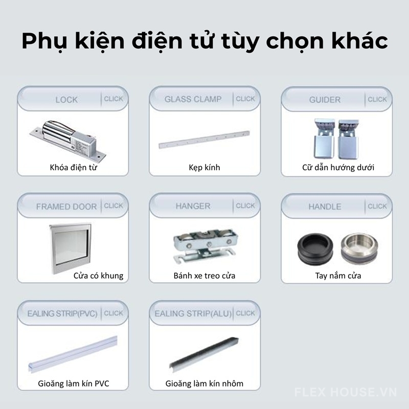 Bộ phụ kiện cửa tự động công trình thương mại 150kg HH130 6 Bộ phụ kiện cửa tự động công trình thương mại 150kg HH130