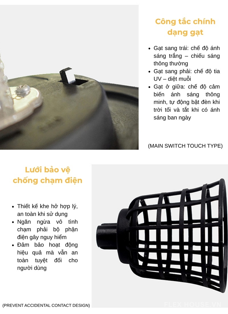 Đèn chống muỗi giật điện vật lý thông minh cắm đất GXY3341
