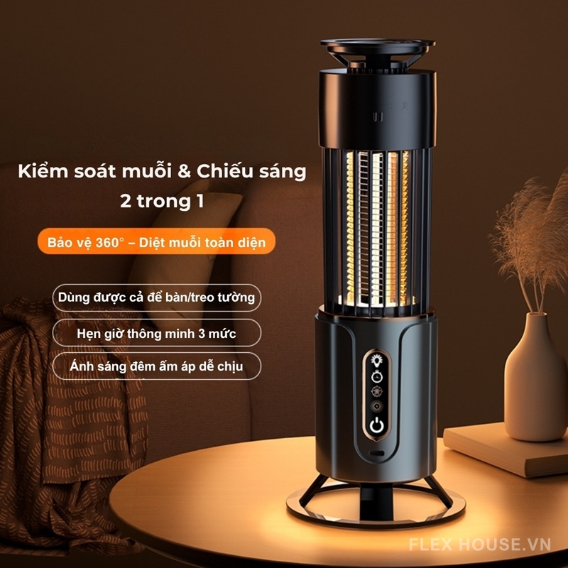 Đèn diệt muỗi bẫy quang điện 2 chiều kiêm đèn ngủ JY1388
