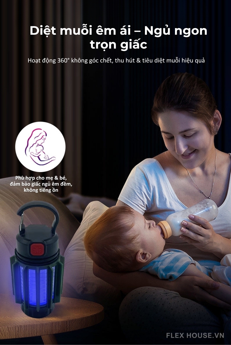 Đèn diệt muỗi sạc Type-C yên tĩnh cho mẹ và bé JY2449