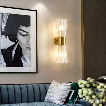 Đèn gắn tường thủy tinh hợp kim xi cao cấp NV 9063