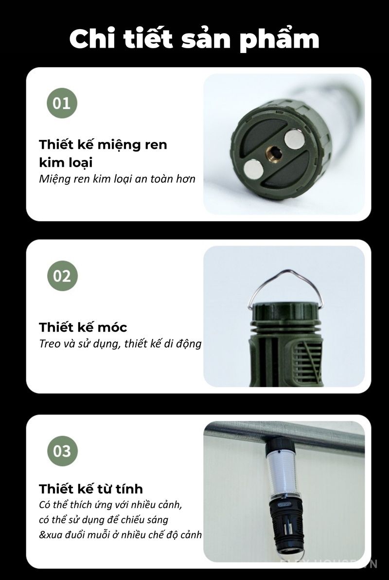 Đèn led chống muỗi cắm trại đa năng có thể gập H2761