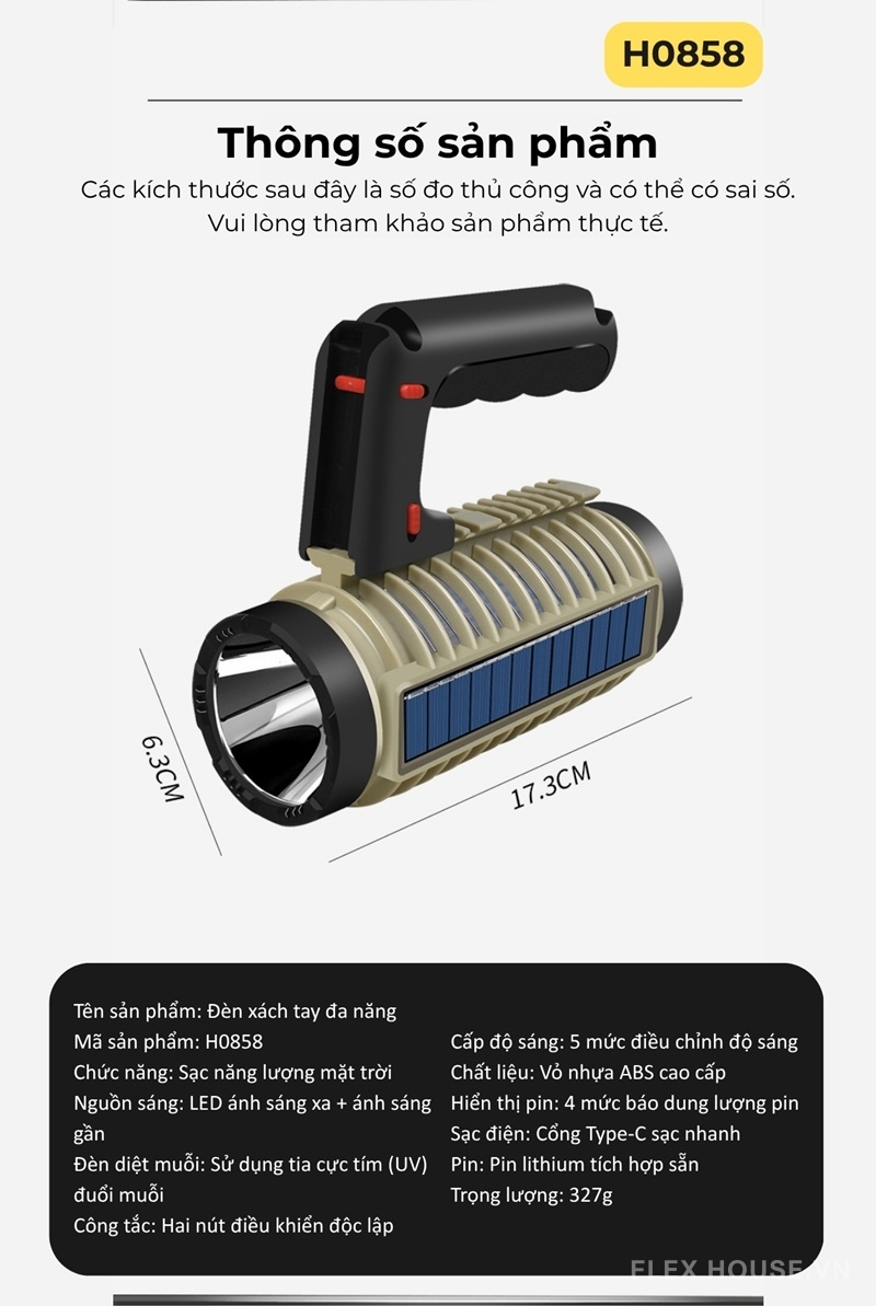 Đèn pin chống muỗi công suất cao sạc USB đa năng H0858