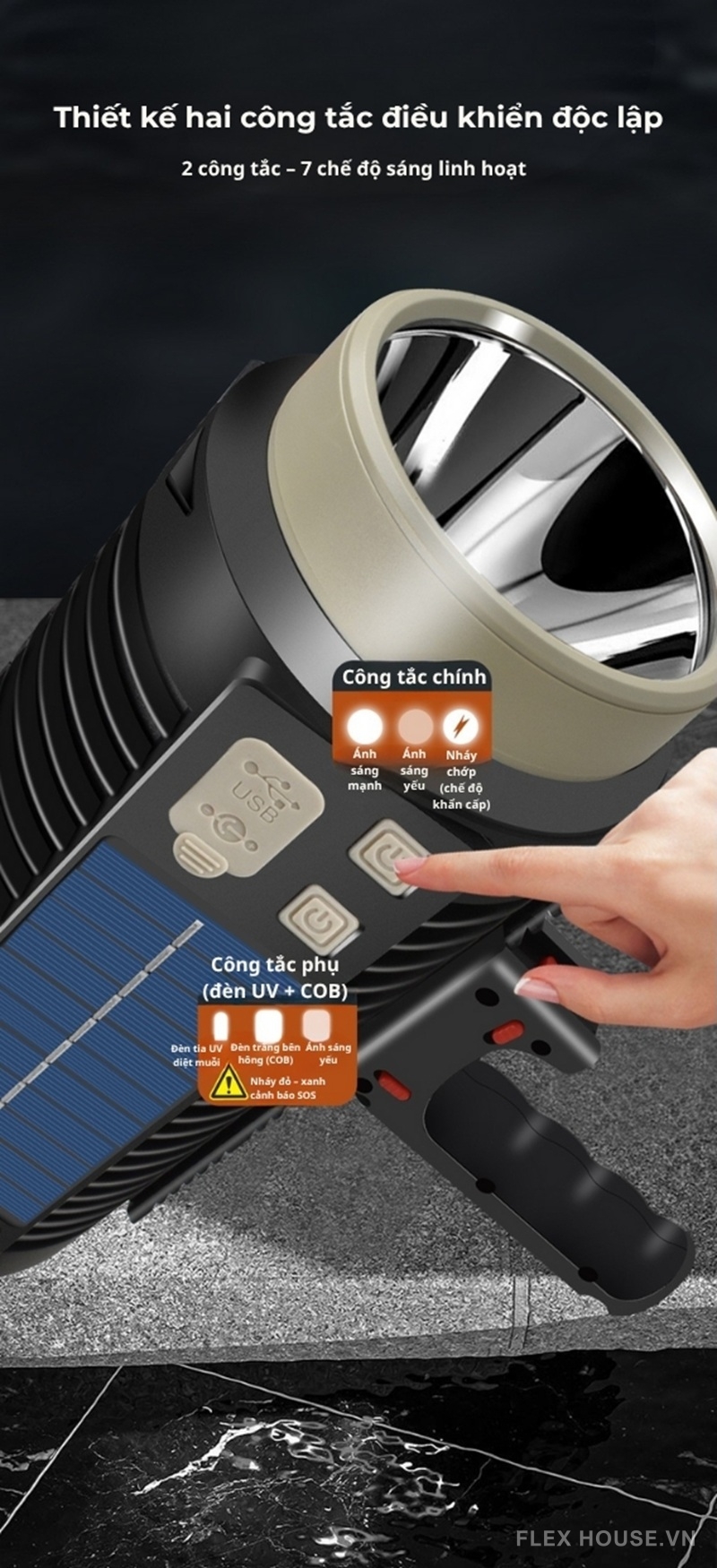 Đèn pin chống muỗi xách tay chiếu xa siêu sáng H6702