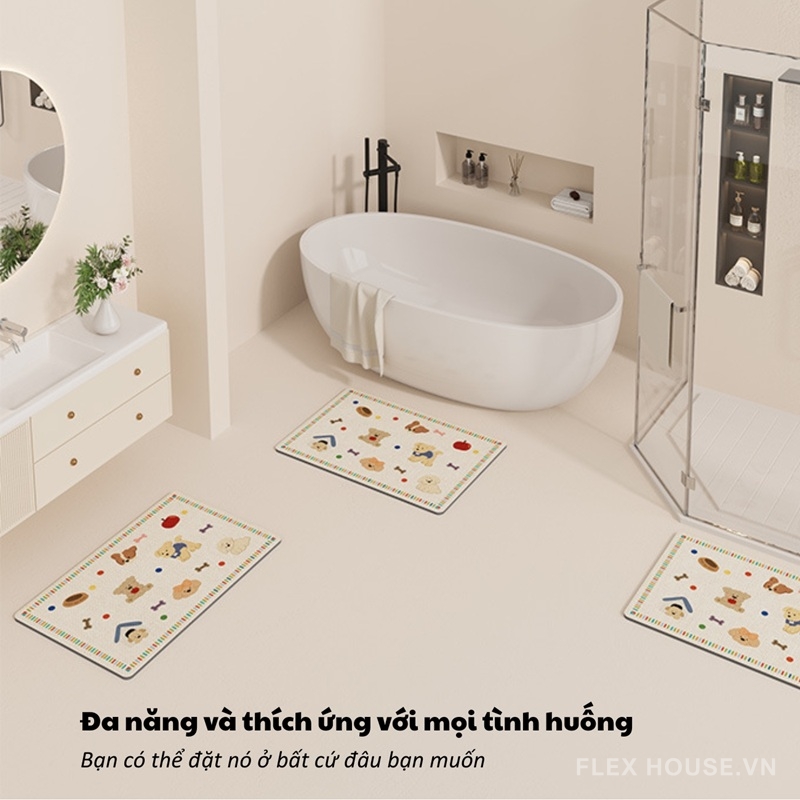 Thảm chùi chân chống trượt siêu thấm hình thú XF1424
