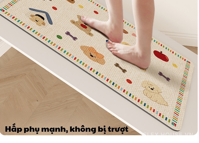 Thảm chùi chân chống trượt siêu thấm hình thú XF1424