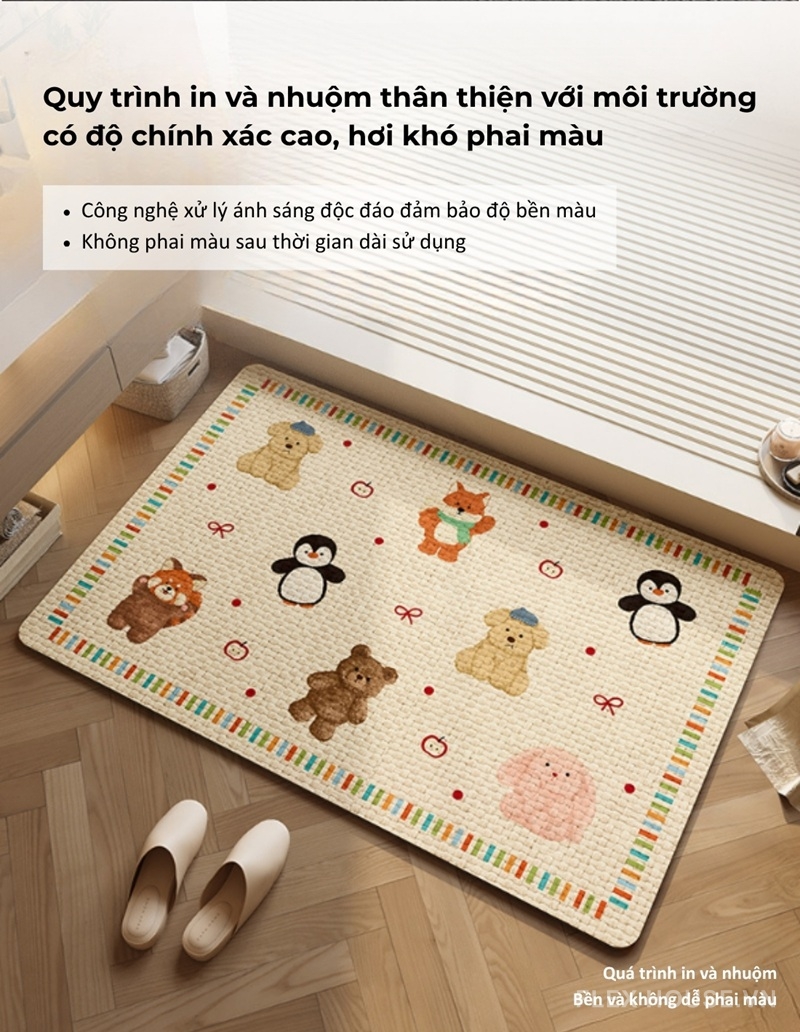 Thảm chùi chân chống trượt siêu thấm hình thú XF1424