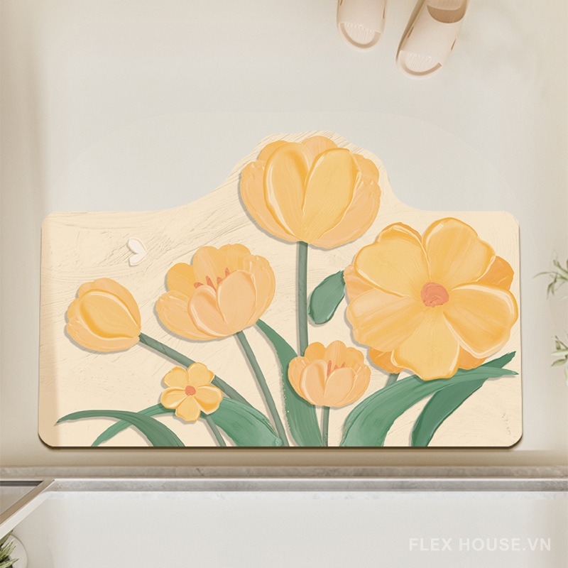 Thảm chùi chân hình hoa tulip nghệ thuật sơn dầu XF5848 9 Thảm chùi chân hình hoa tulip nghệ thuật sơn dầu XF5848.01