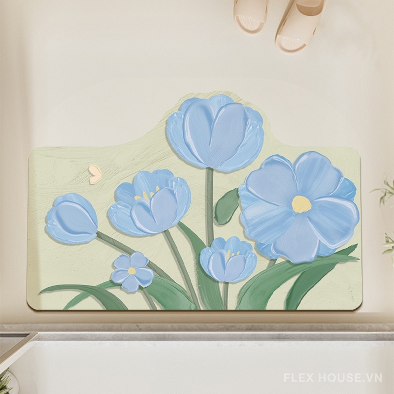 Thảm chùi chân hình hoa tulip nghệ thuật sơn dầu XF5848 10 Thảm chùi chân hình hoa tulip nghệ thuật sơn dầu XF5848.02