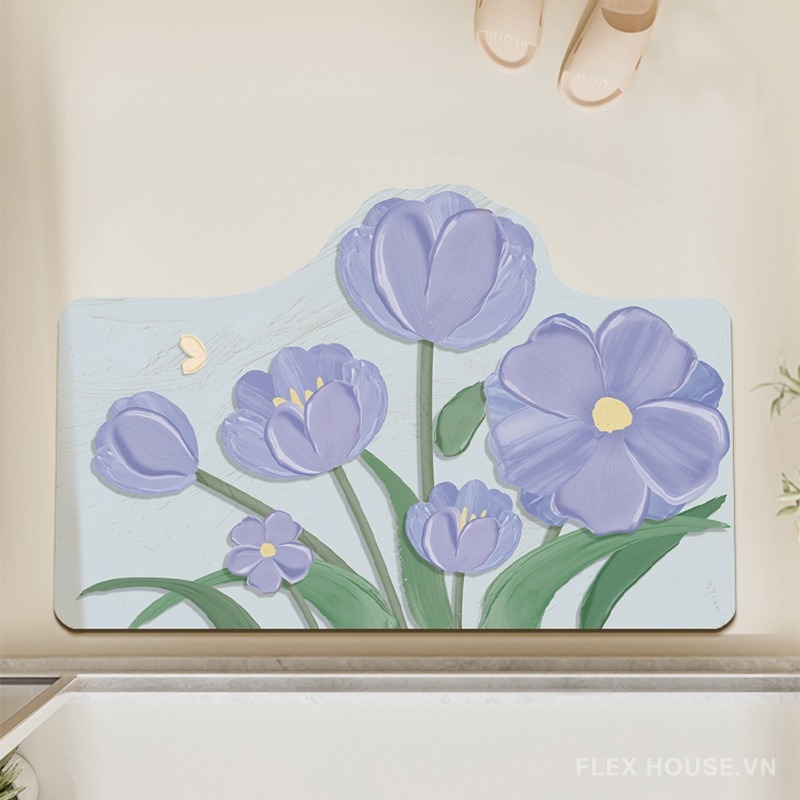 Thảm chùi chân hình hoa tulip nghệ thuật sơn dầu XF5848 11 Thảm chùi chân hình hoa tulip nghệ thuật sơn dầu XF5848.03