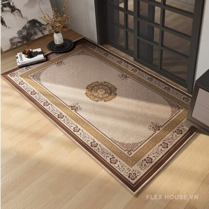 Thảm chùi chân viền hồi văn và mây hoa cách điệu XF5638
