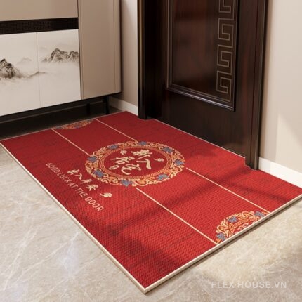 Thảm cửa ra vào phong cách Trung Hoa sắc đỏ may mắn XF1093-02
