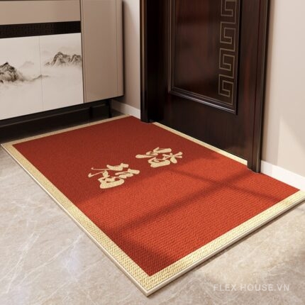 Thảm cửa ra vào phong thủy sắc đỏ chiêu tài lộc XF1095.01