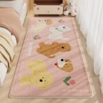 Thảm dệt sợi polyester mô phỏng Cashmere hồng pastel XF8804
