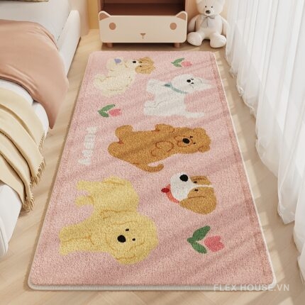 Thảm dệt sợi polyester giả Cashmere tông hồng pastel XF8804.01