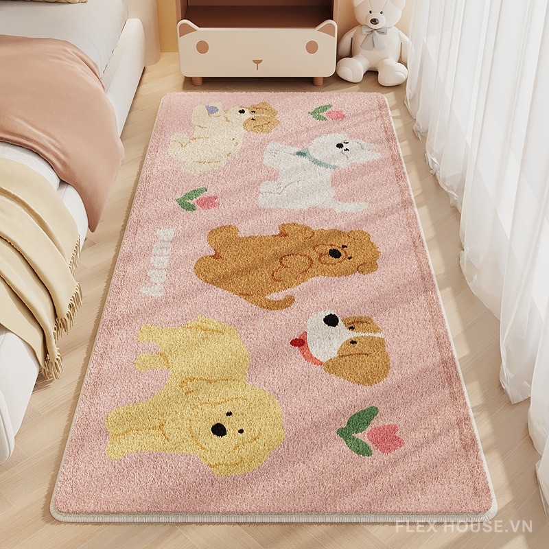 Thảm dệt sợi polyester mô phỏng Cashmere hồng pastel XF8804.01