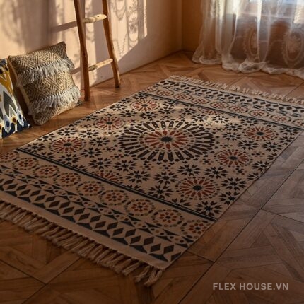 Thảm hoa văn Mosaic hoài cổ decor homestay XF0890