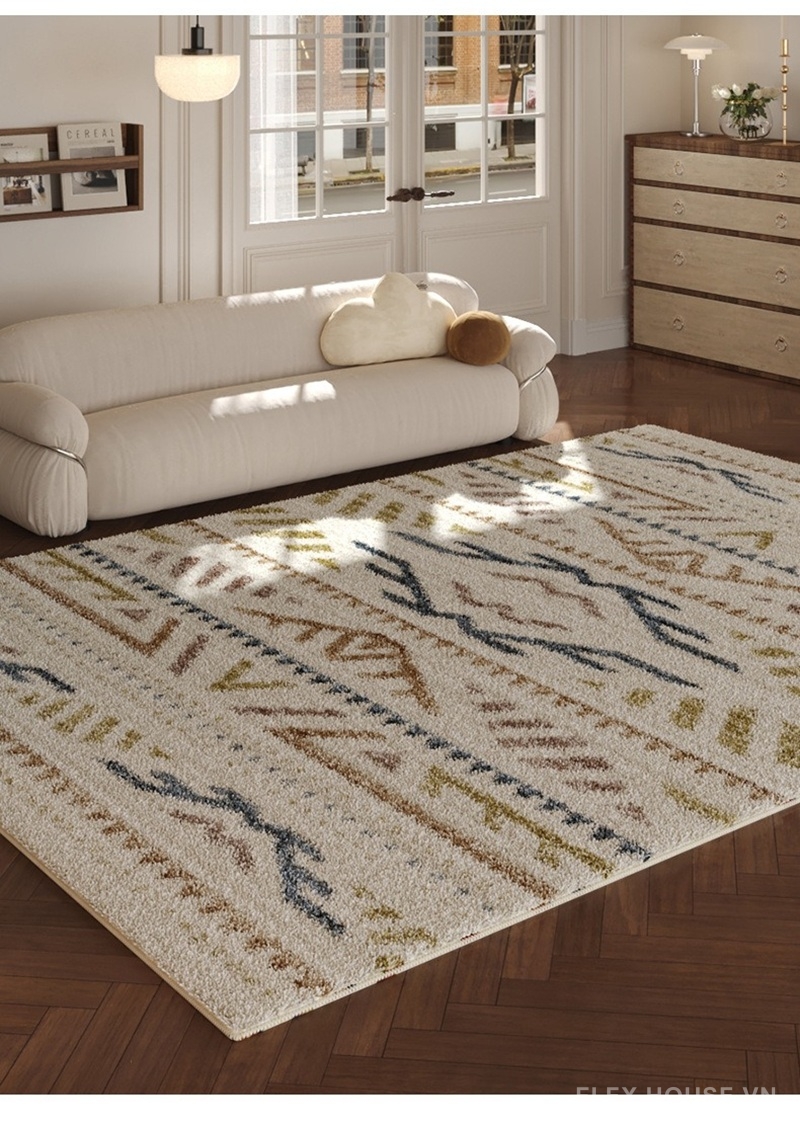Thảm lông ngắn mô phỏng Cashmere phong cách Boho ấm áp XF8254