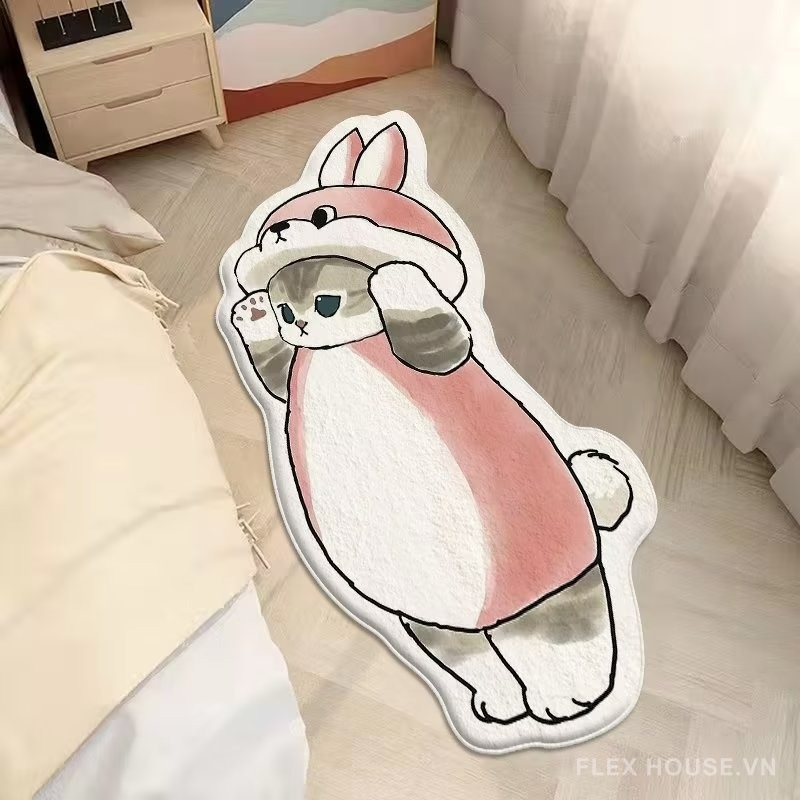 Thảm lông trải sàn polyester hình mèo cosplay XF2499 8 Thảm lông trải sàn polyester hình mèo cosplay XF2499.04