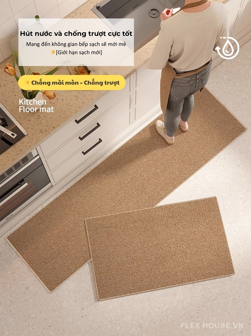 Thảm nhà bếp giả sisal chống trượt siêu thấm hút XF1472