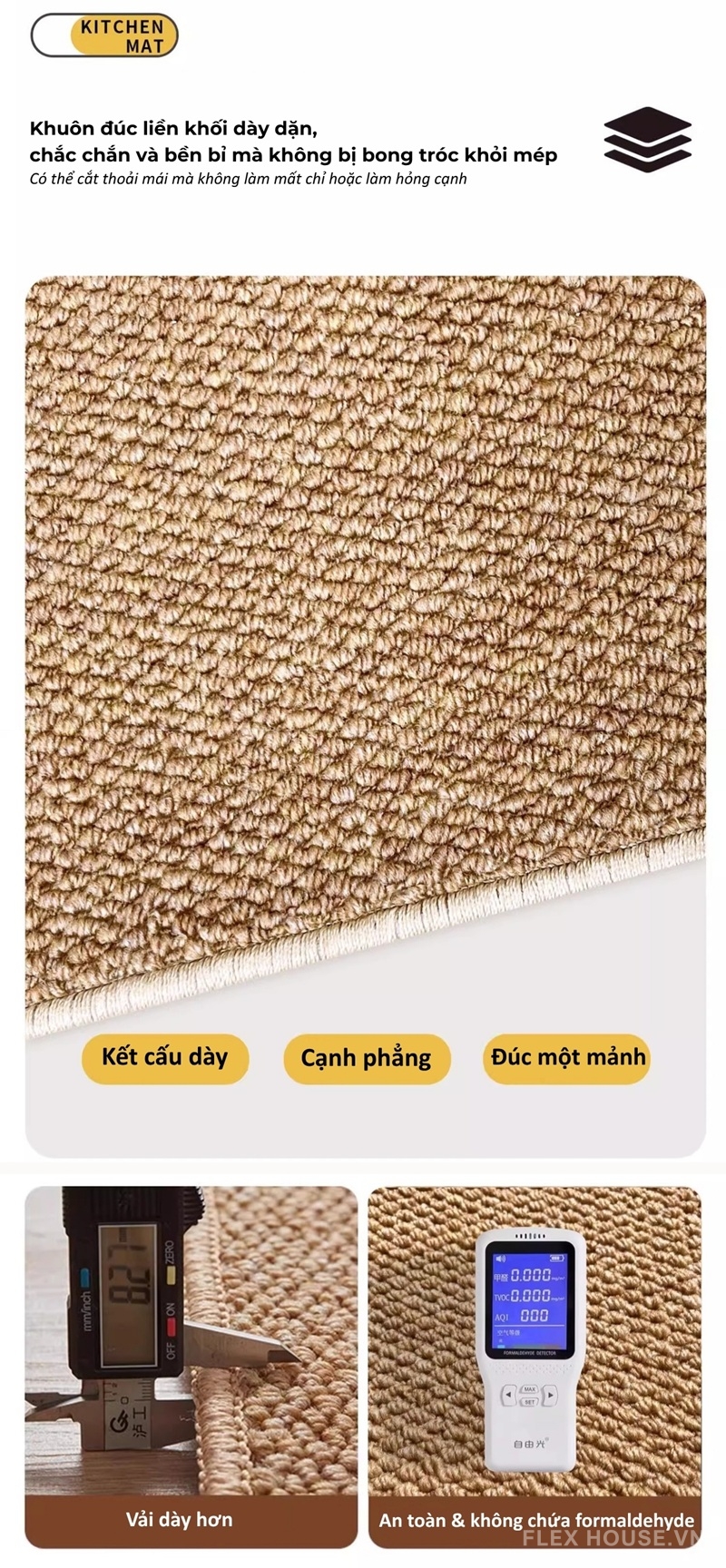 Thảm nhà bếp giả sisal chống trượt siêu thấm hút XF1472