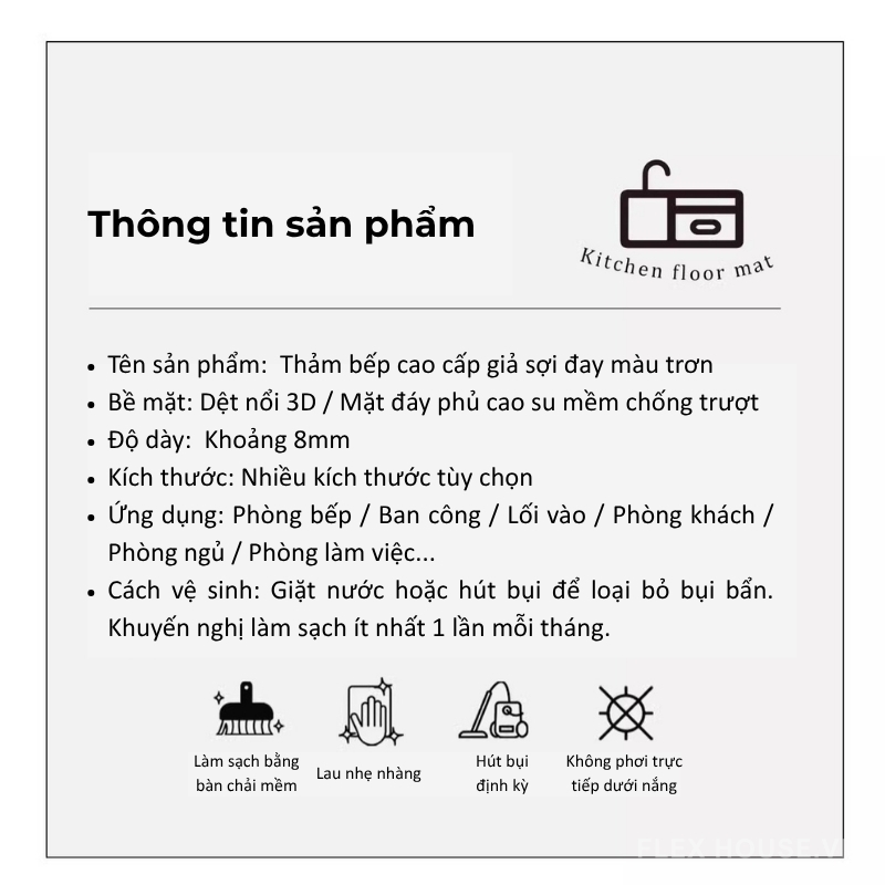 Thảm nhà bếp giả sisal chống trượt siêu thấm hút XF1472