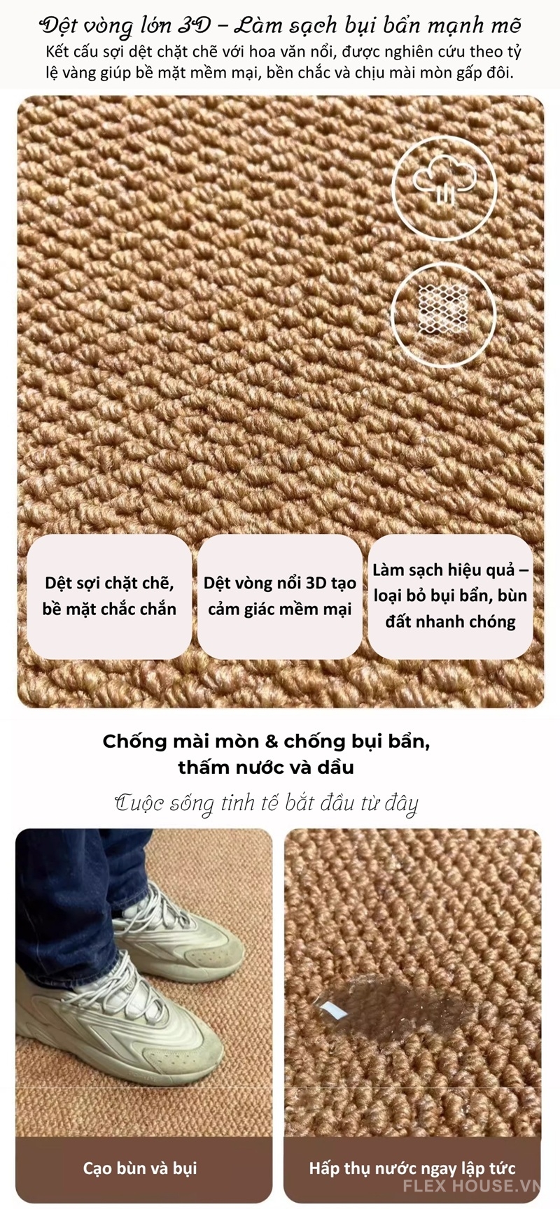 Thảm nhà bếp giả sisal chống trượt siêu thấm hút XF1472