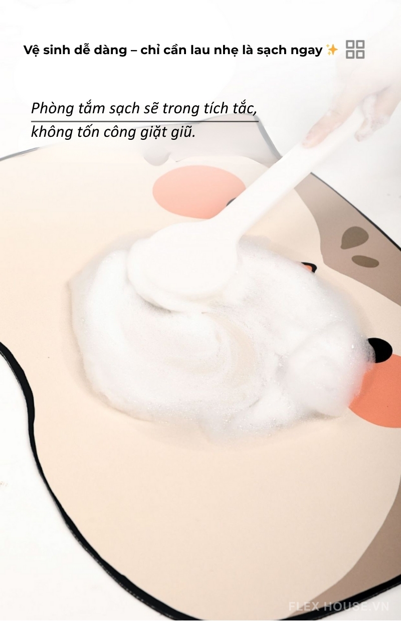 Thảm nhà tắm chống trượt siêu bám siêu thấm hình thú XF0614