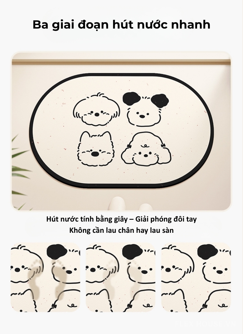 Thảm nhà tắm hình những chú chó bông tuyết mát mẻ XF6858