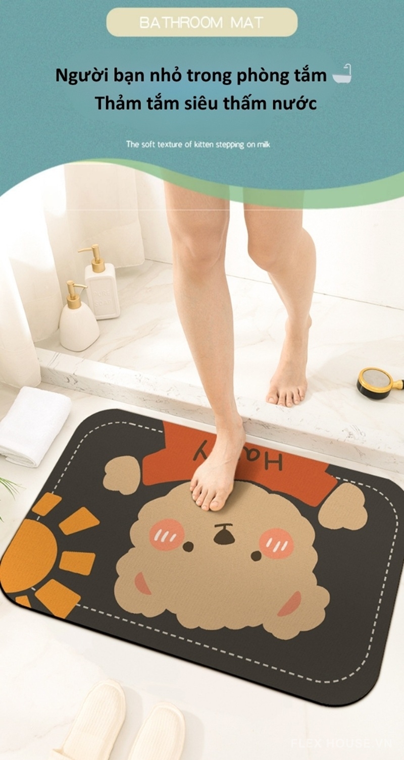 Thảm nhà tắm siêu thấm hình thú dáng chữ nhật XF0615 1 Thảm nhà tắm siêu thấm hình thú dáng chữ nhật XF0615