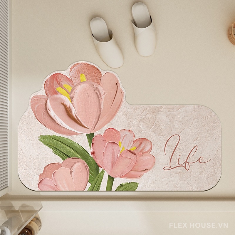 Thảm nhà tắm siêu thấm nước hình hoa tulip XF5847 11 Thảm nhà tắm siêu thấm nước hình hoa tulip XF5847.02