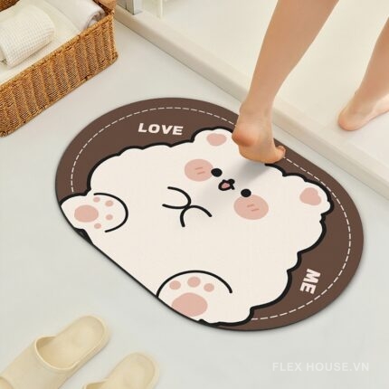 Thảm nhà tắm tảo cát dáng oval hình thú ngộ nghĩnh XF0617.01