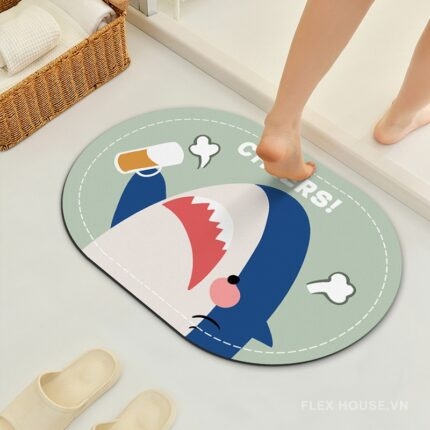 Thảm nhà tắm tảo cát dáng oval hình thú ngộ nghĩnh XF0617.02