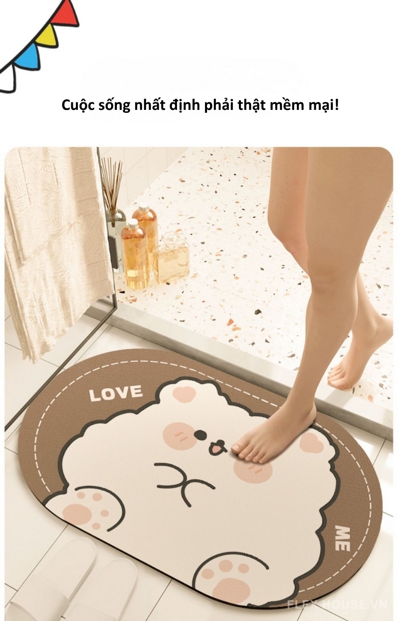 Thảm nhà tắm tảo cát dáng oval hình thú ngộ nghĩnh XF0617 1 Thảm nhà tắm tảo cát dáng oval hình thú ngộ nghĩnh XF0617