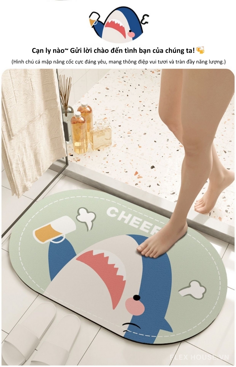 Thảm nhà tắm tảo cát dáng oval hình thú ngộ nghĩnh XF0617 2 Thảm nhà tắm tảo cát dáng oval hình thú ngộ nghĩnh XF0617