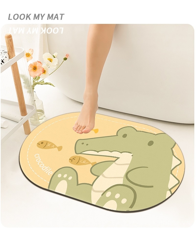 Thảm nhà tắm tảo cát dáng oval hình thú ngộ nghĩnh XF0617 3 Thảm nhà tắm tảo cát dáng oval hình thú ngộ nghĩnh XF0617