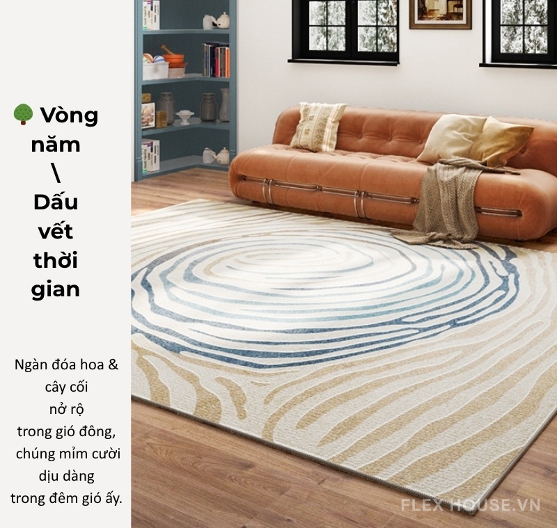 Thảm phòng khách hiện đại họa tiết vòng năm nghệ thuật XF5124
