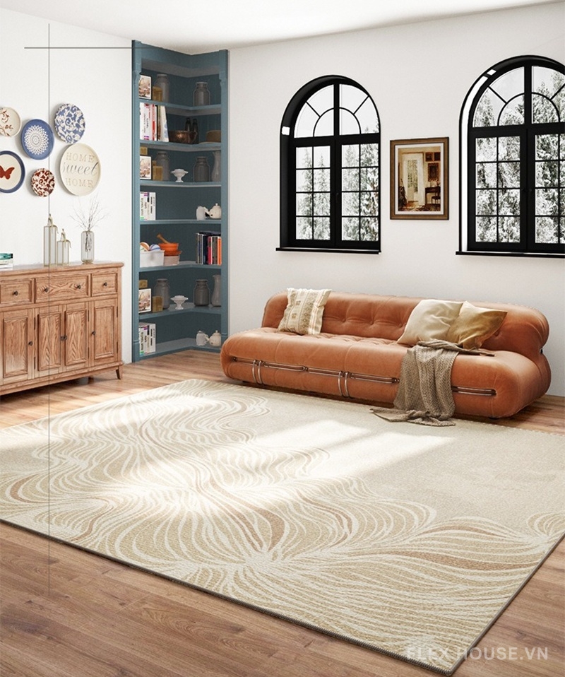 Thảm phòng khách hiện đại vân sóng ánh sáng tự nhiên XF5127