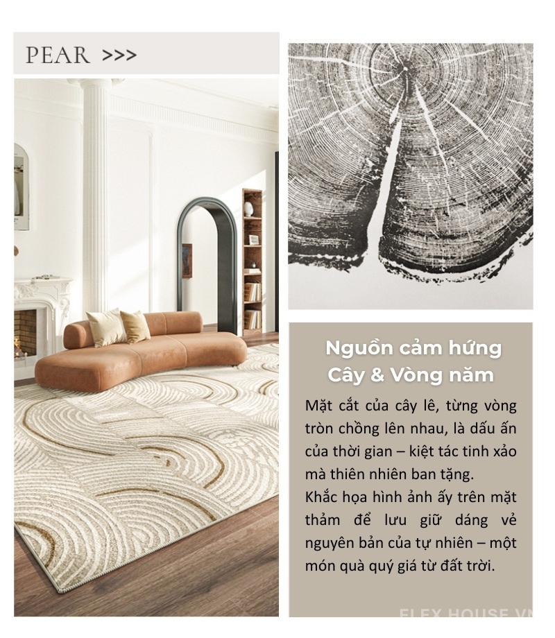 Thảm phòng khách phong cách Pháp nguyên mộc cao cấp XF5123