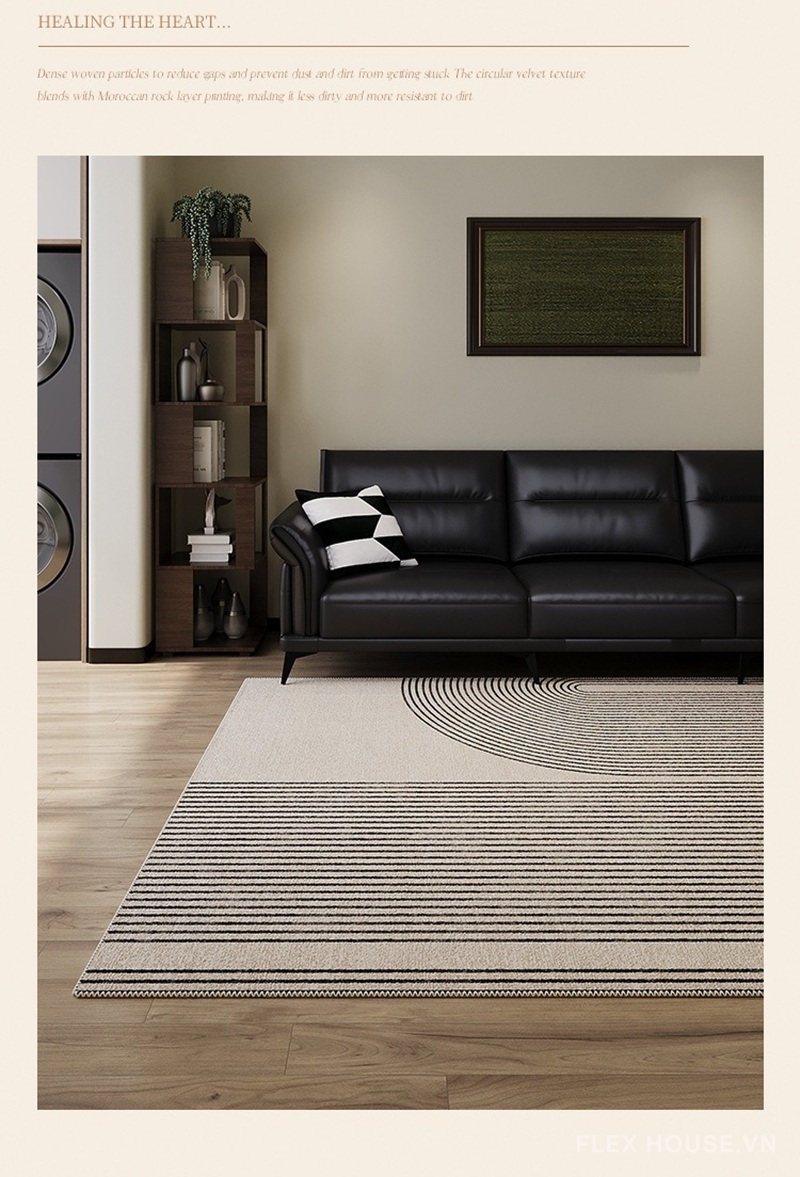 Thảm phòng khách vân line cong phong cách Mỹ XF6955 2 Thảm phòng khách vân line cong phong cách Mỹ tối giản XF6955