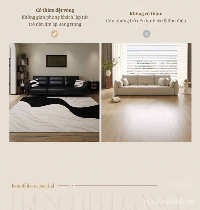 Thảm phòng khách vân sóng nghệ thuật XF6954 7 Thảm phòng khách vân sóng nghệ thuật American Minimal XF6954