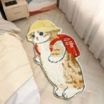 Thảm polyester lót cạnh giường hình mèo đội mũ đeo cặp XF2497.01