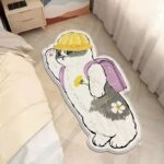 Thảm polyester lót cạnh giường hình mèo đội mũ đeo cặp XF2497.04