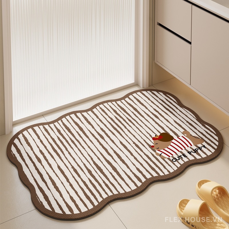 Thảm tảo cát chống trượt siêu thấm Cute Puppy XF1425 8 Thảm tảo cát chùi chân chống trượt siêu thấm Cute Puppy XF1425.01